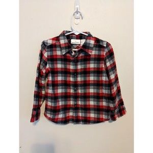 Jumping Beans Red, Black and White plaid flannel button down